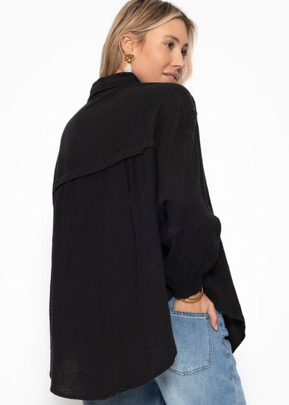 Emma | Blusa oversize de muselina · Negro