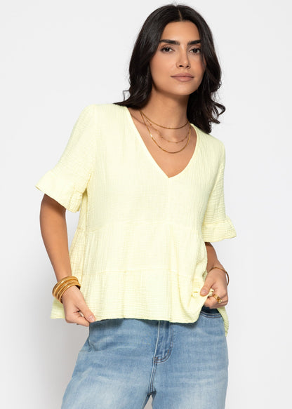 Melania | Top de muselina · Amarillo mantequilla