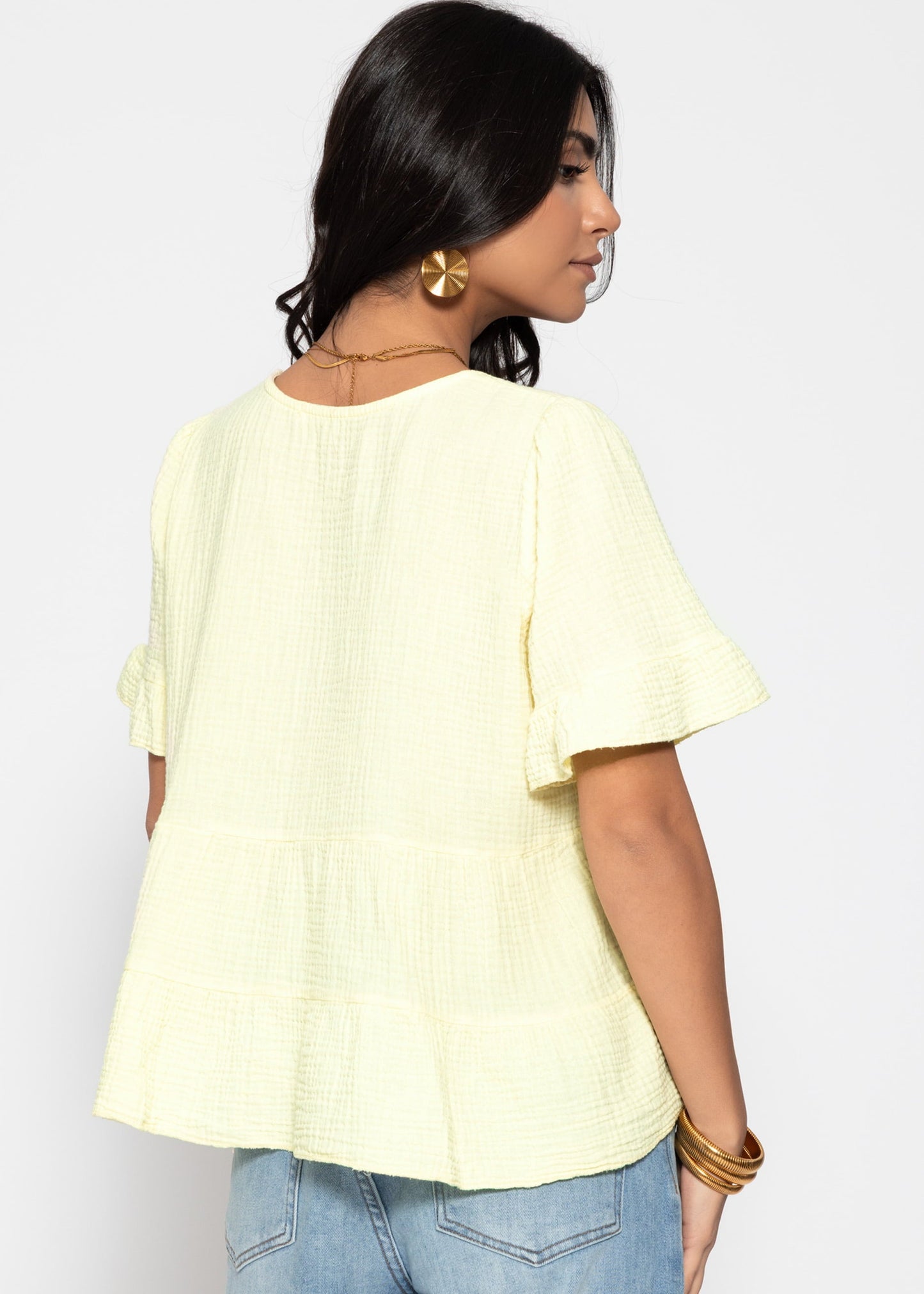 Melania | Top de muselina · Amarillo mantequilla