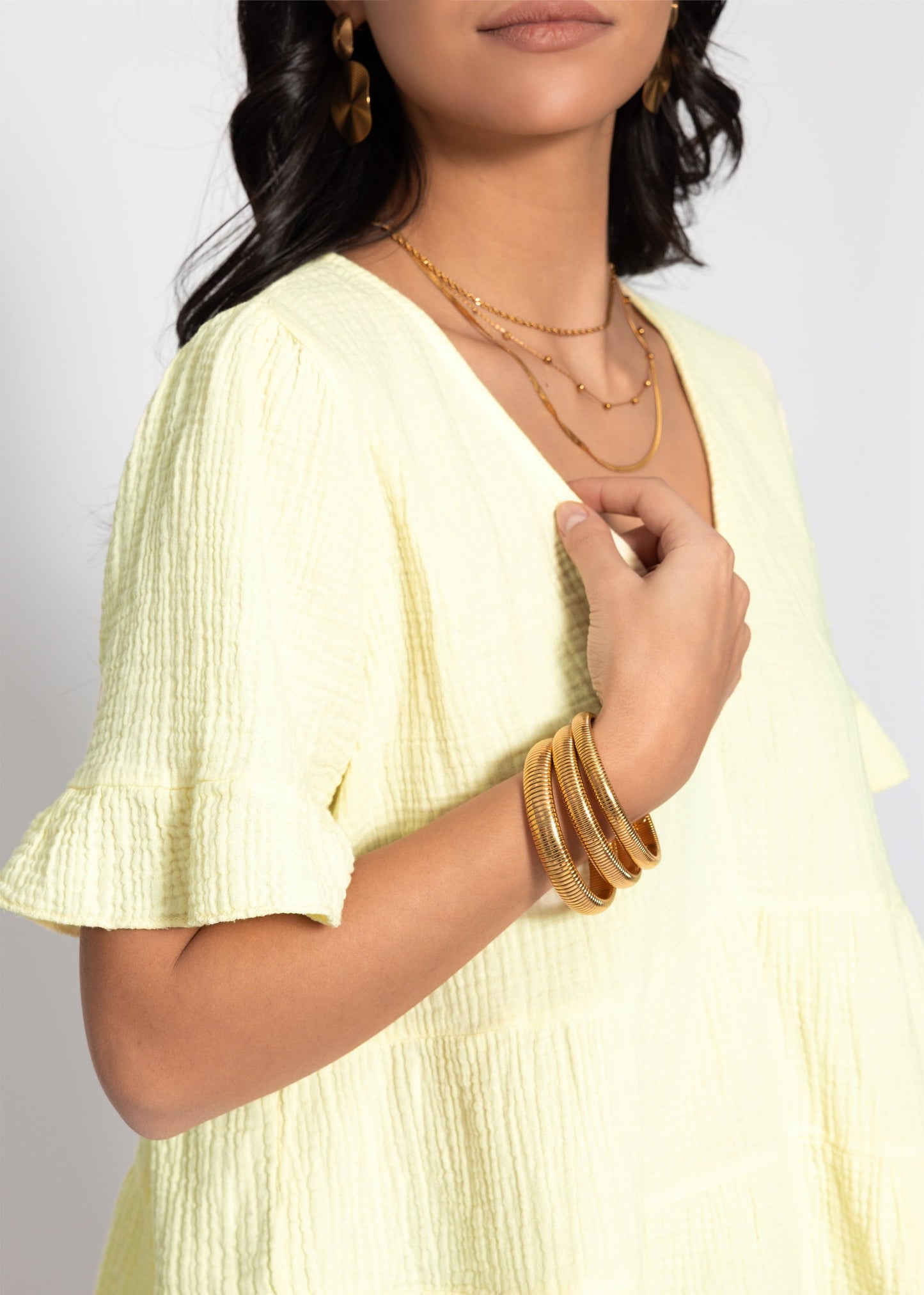 Melania | Top de muselina · Amarillo mantequilla
