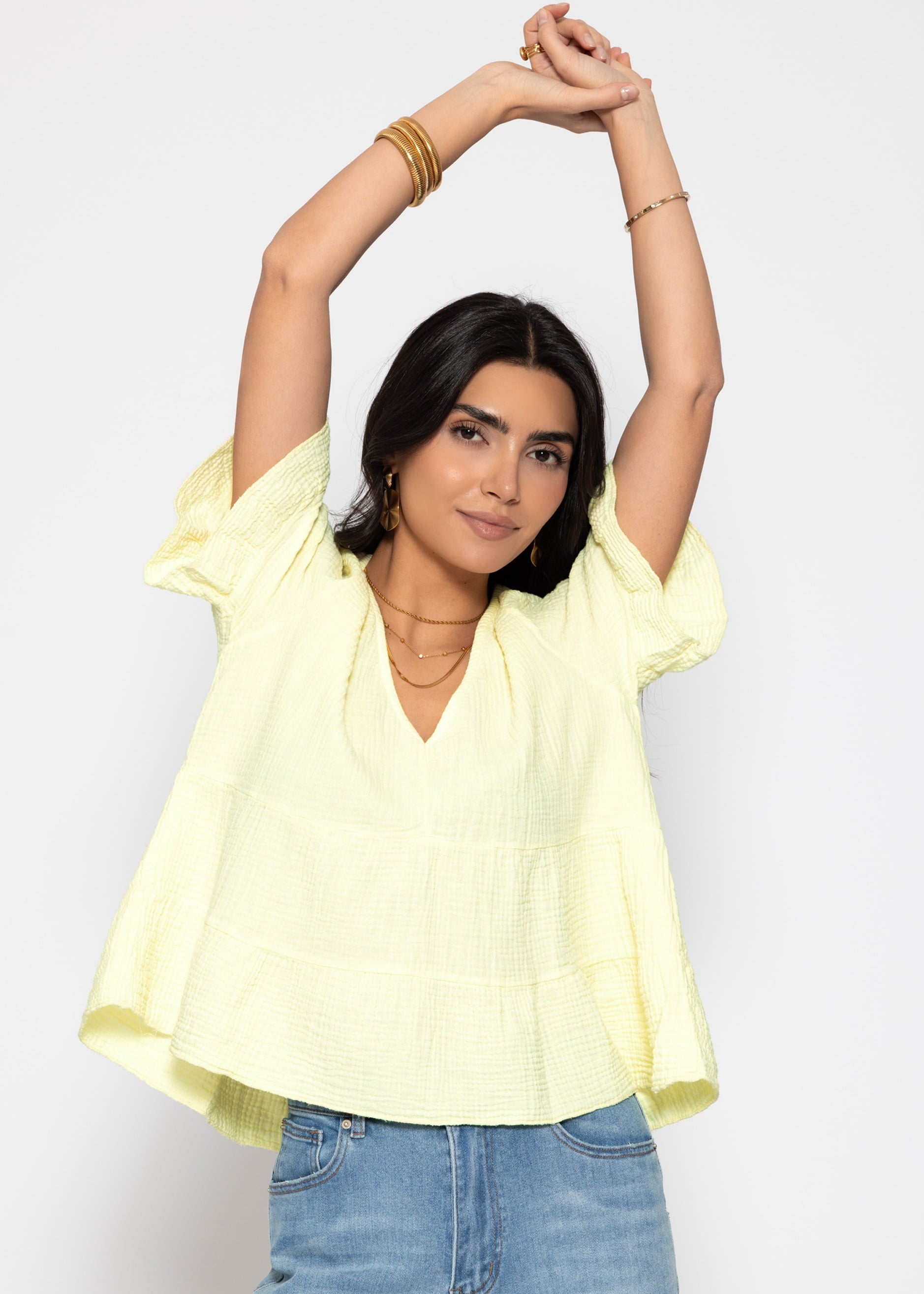 Melania | Top de muselina · Amarillo mantequilla