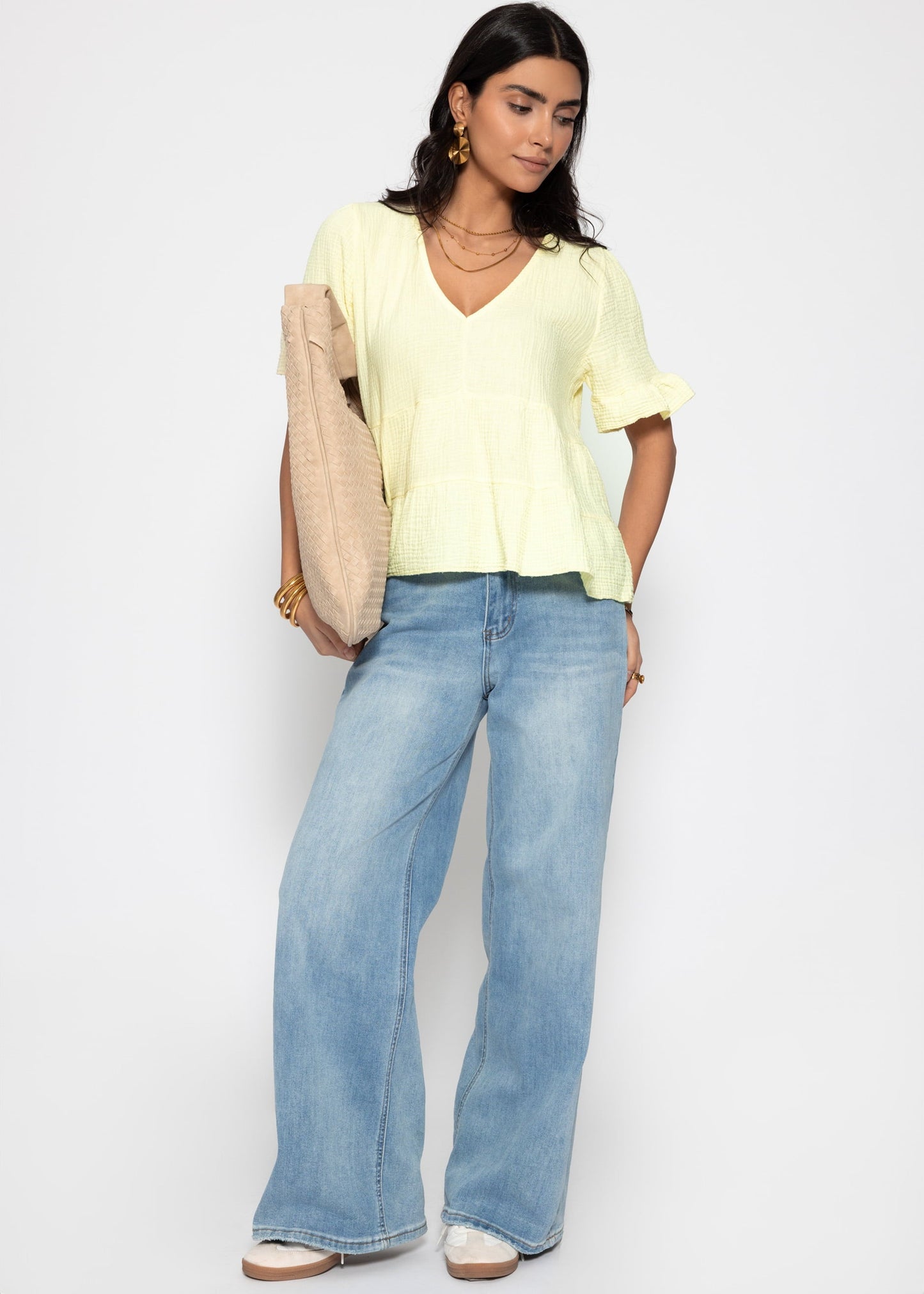 Melania | Top de muselina · Amarillo mantequilla