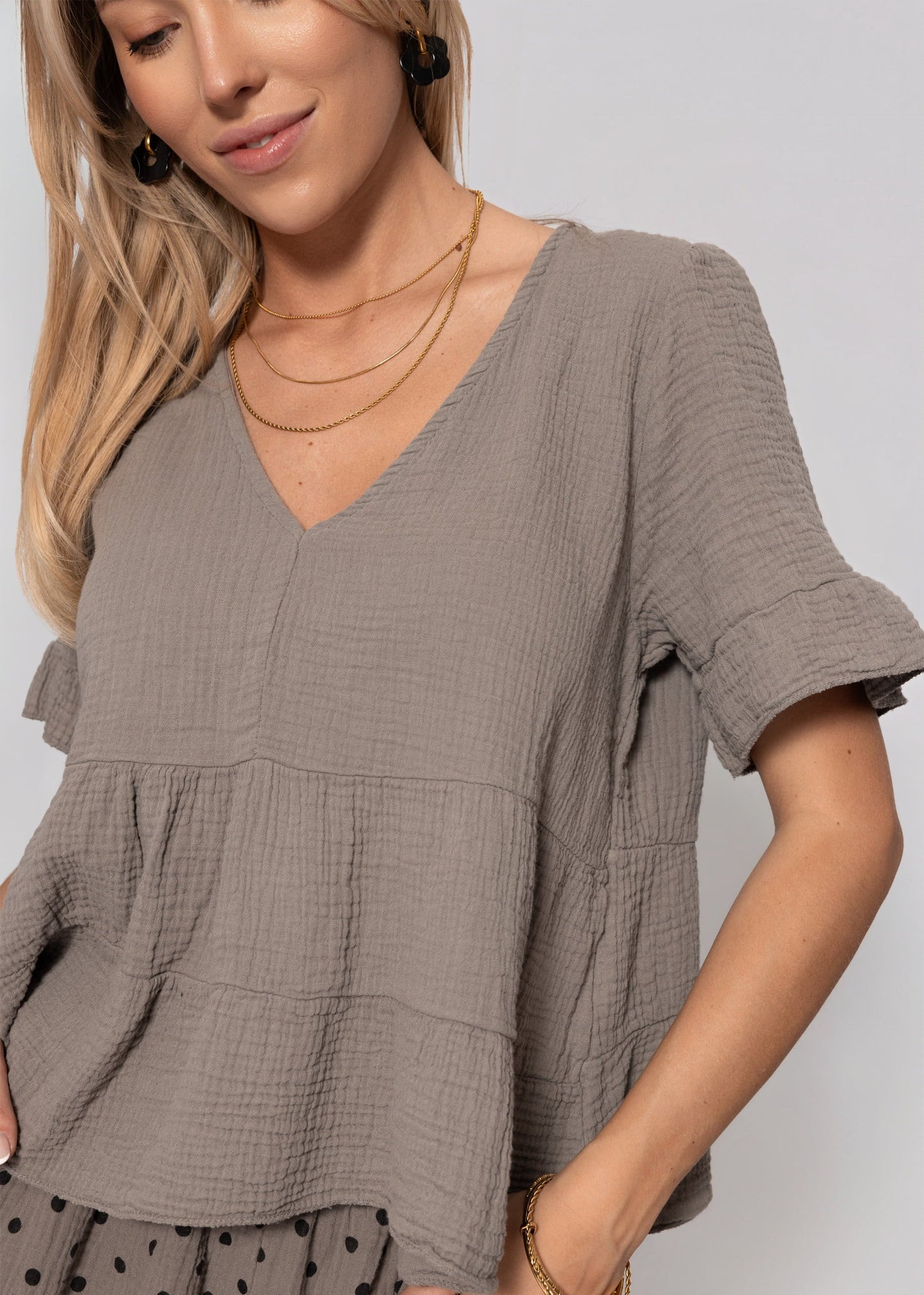Melania | Top de muselina · Taupe