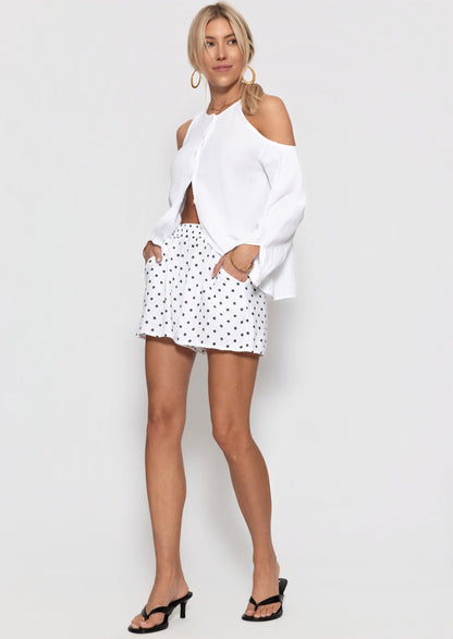 Katia | Shorts de muselina de lunares · Blanco
