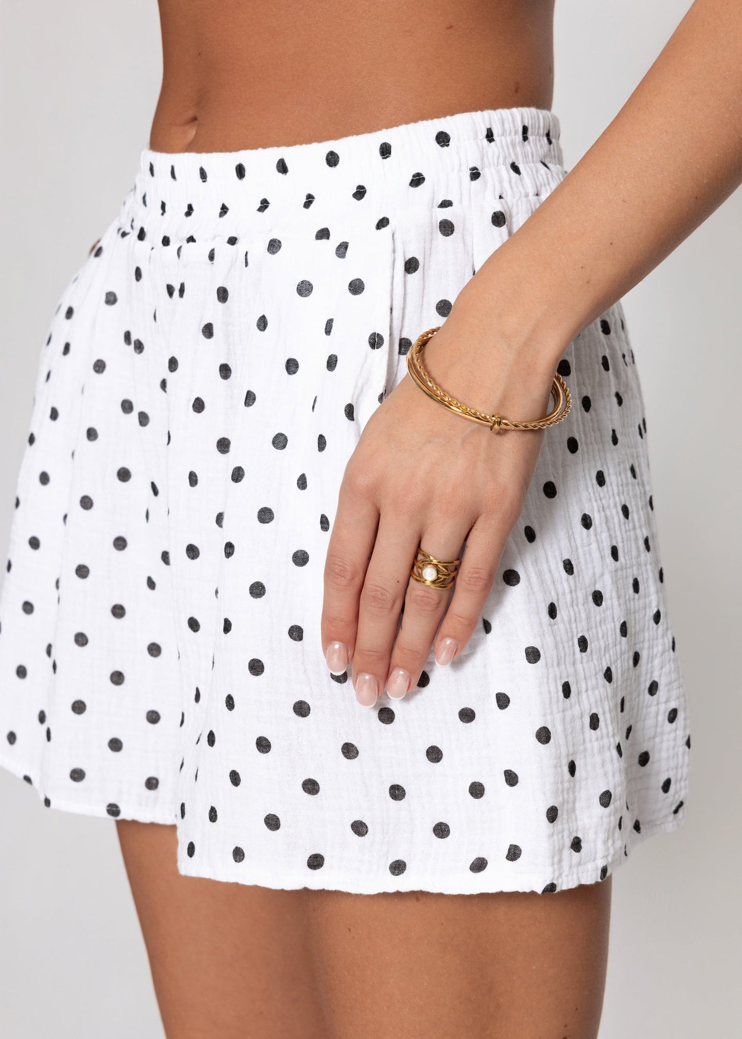 Katia | Shorts de muselina de lunares · Blanco