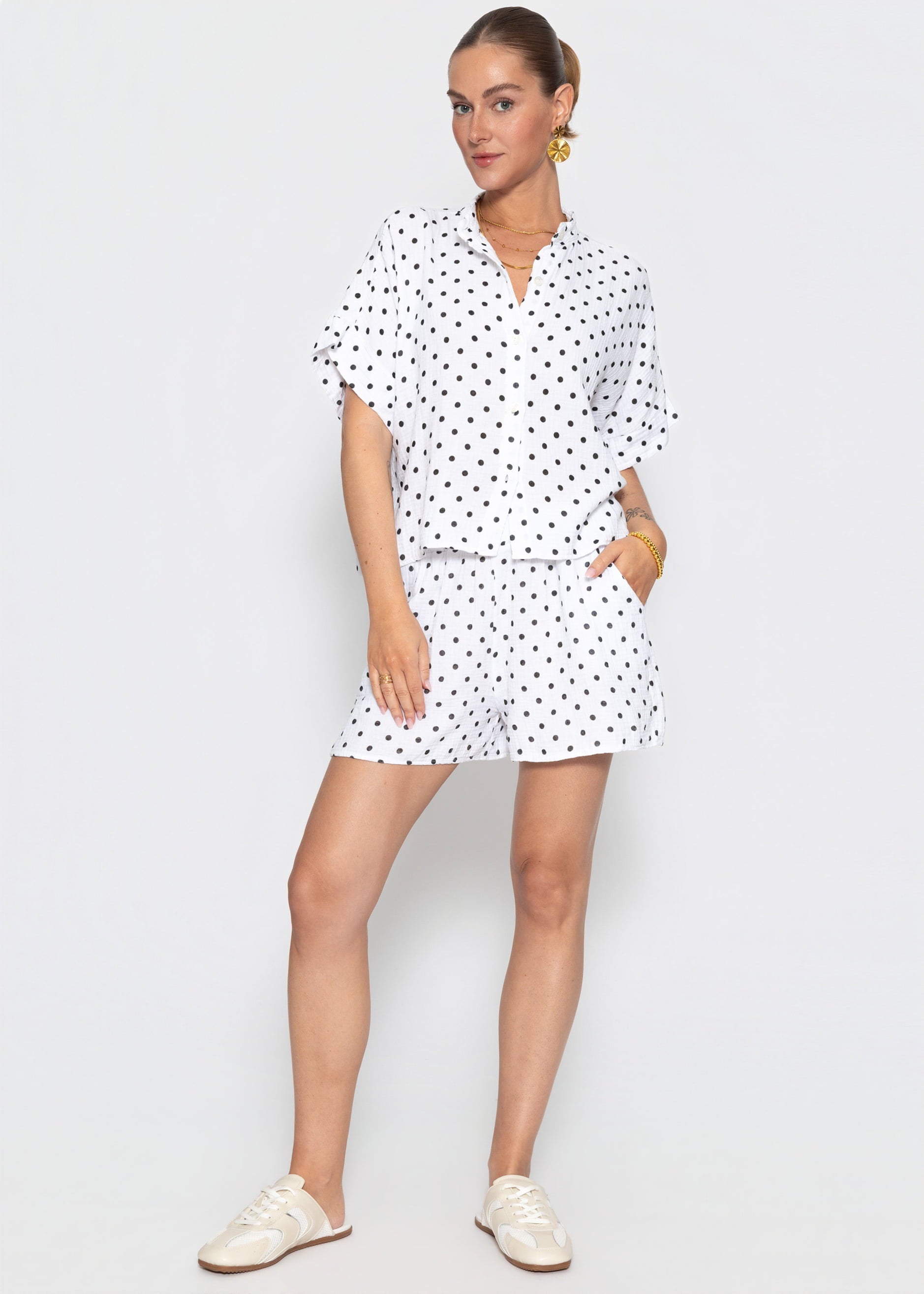 Katia | Shorts de muselina de lunares · Blanco
