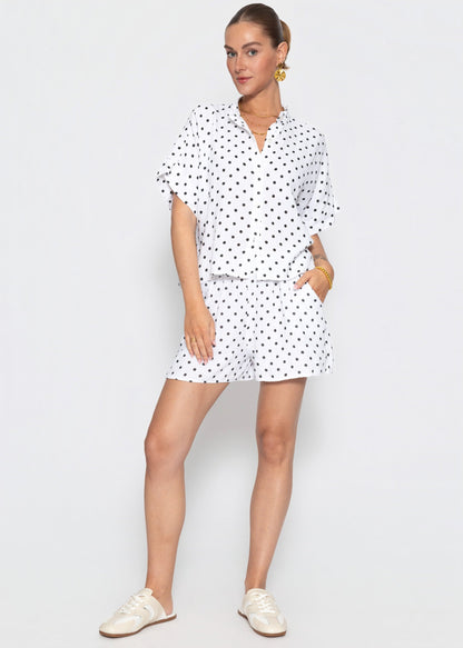 Katia | Shorts de muselina de lunares · Blanco
