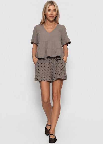 Katia | Shorts de muselina de lunares · Taupe