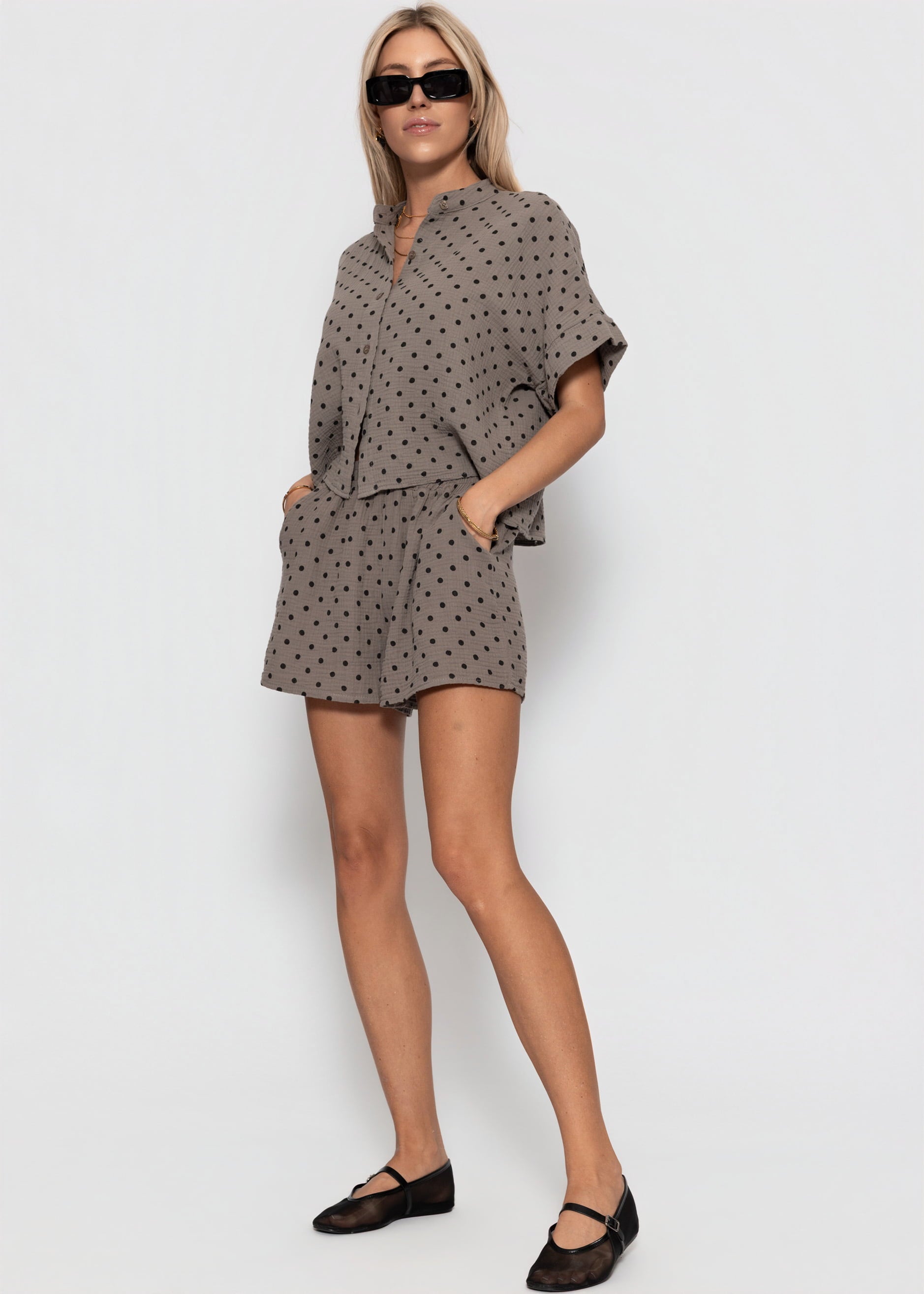 Katia | Shorts de muselina de lunares · Taupe