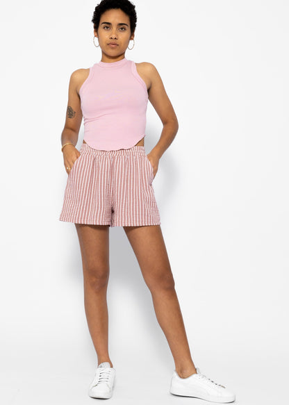 Ginebra | Shorts de muselina a rayas · Rosa palo