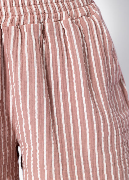 Ginebra | Shorts de muselina a rayas · Rosa palo