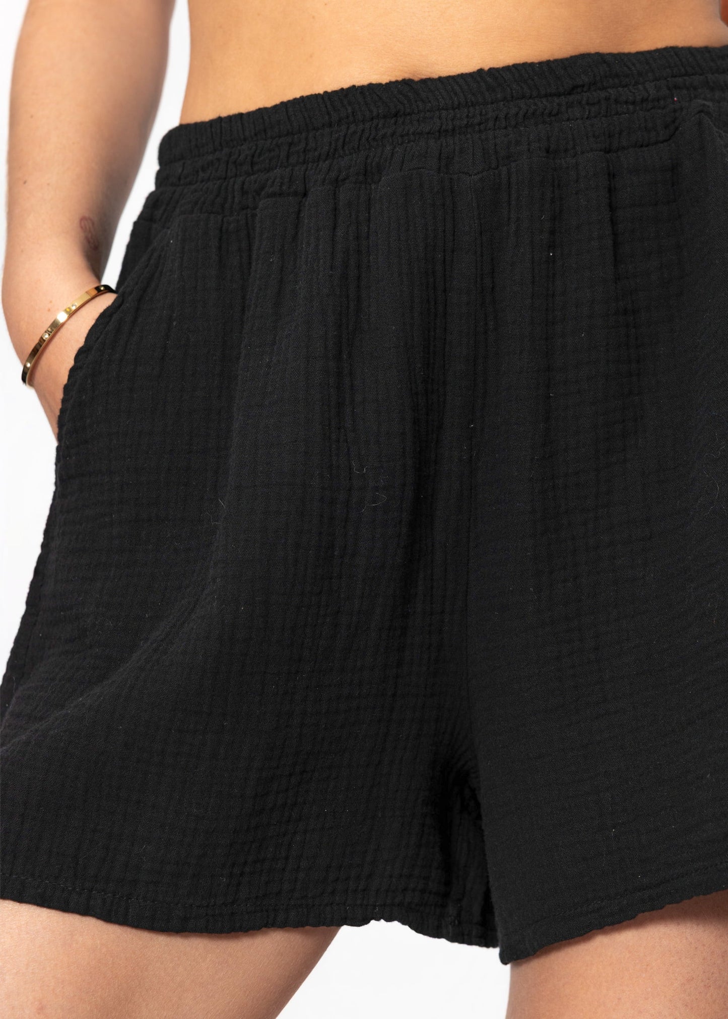 Bianca | Shorts de muselina · Negro