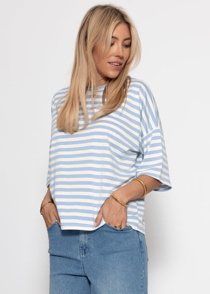 Edurne | Camiseta oversize a rayas · Azul y blanco