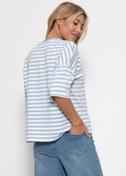 Edurne | Camiseta oversize a rayas · Azul y blanco