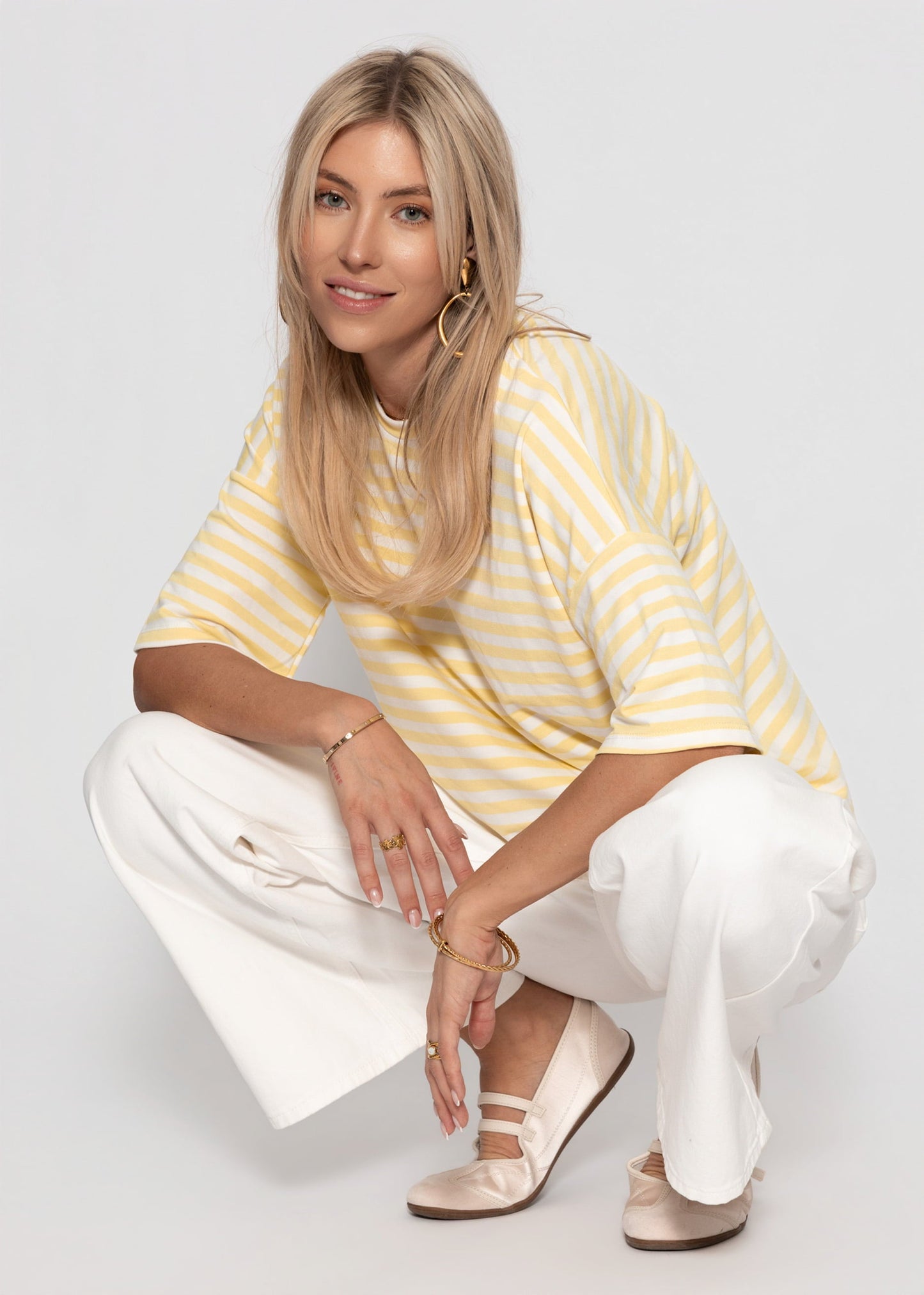 Edurne | Camiseta oversize a rayas · Amarillo y blanco