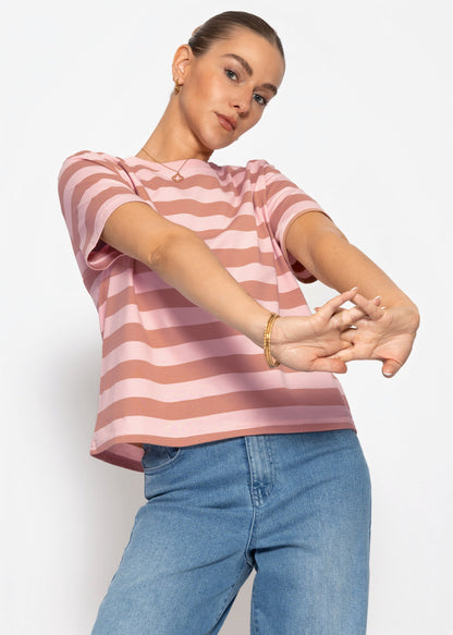 Maia | Camiseta a rayas · Rosa y marrón