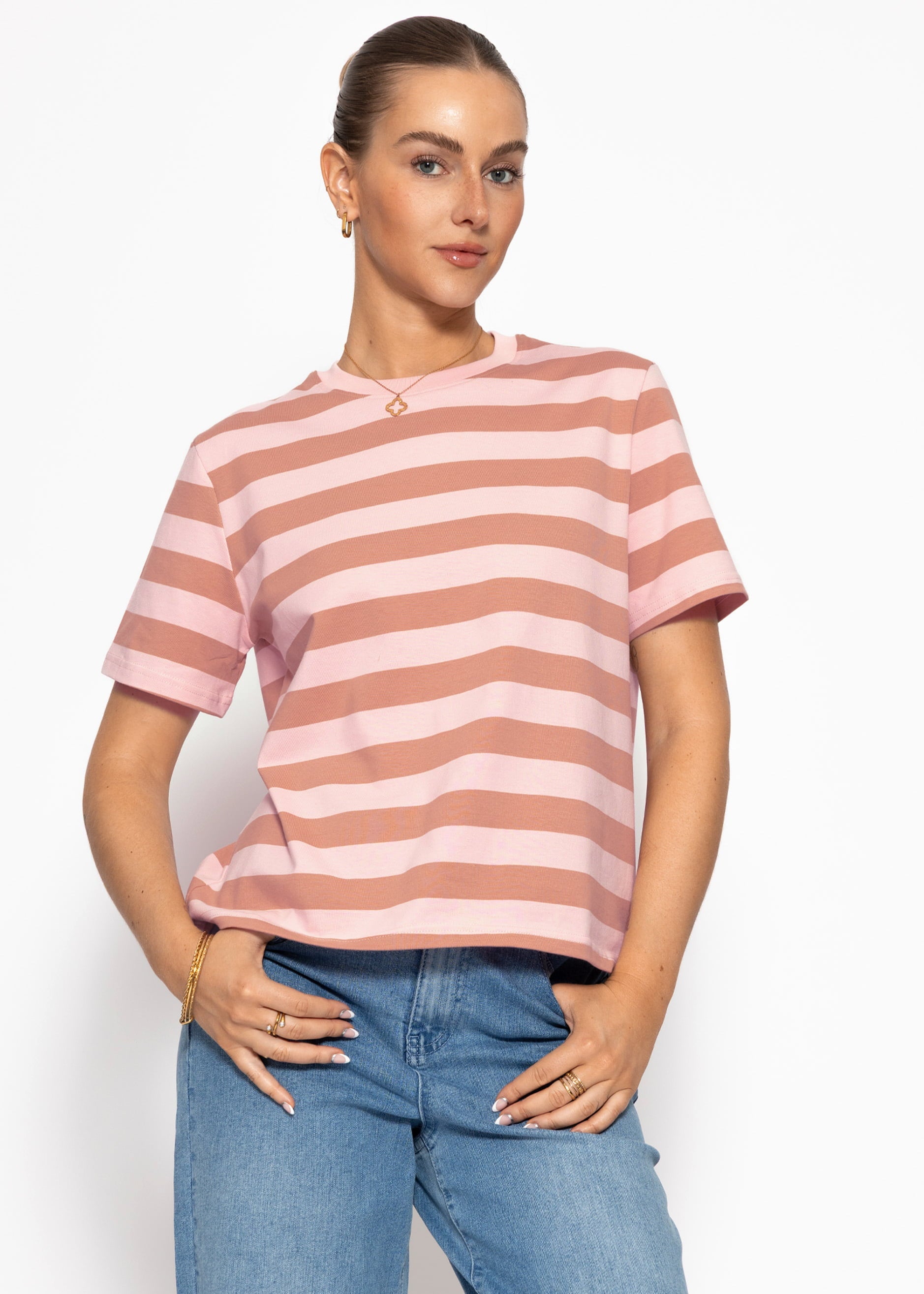 Maia | Camiseta a rayas · Rosa y marrón