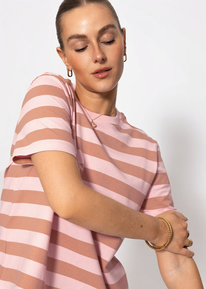 Maia | Camiseta a rayas · Rosa y marrón