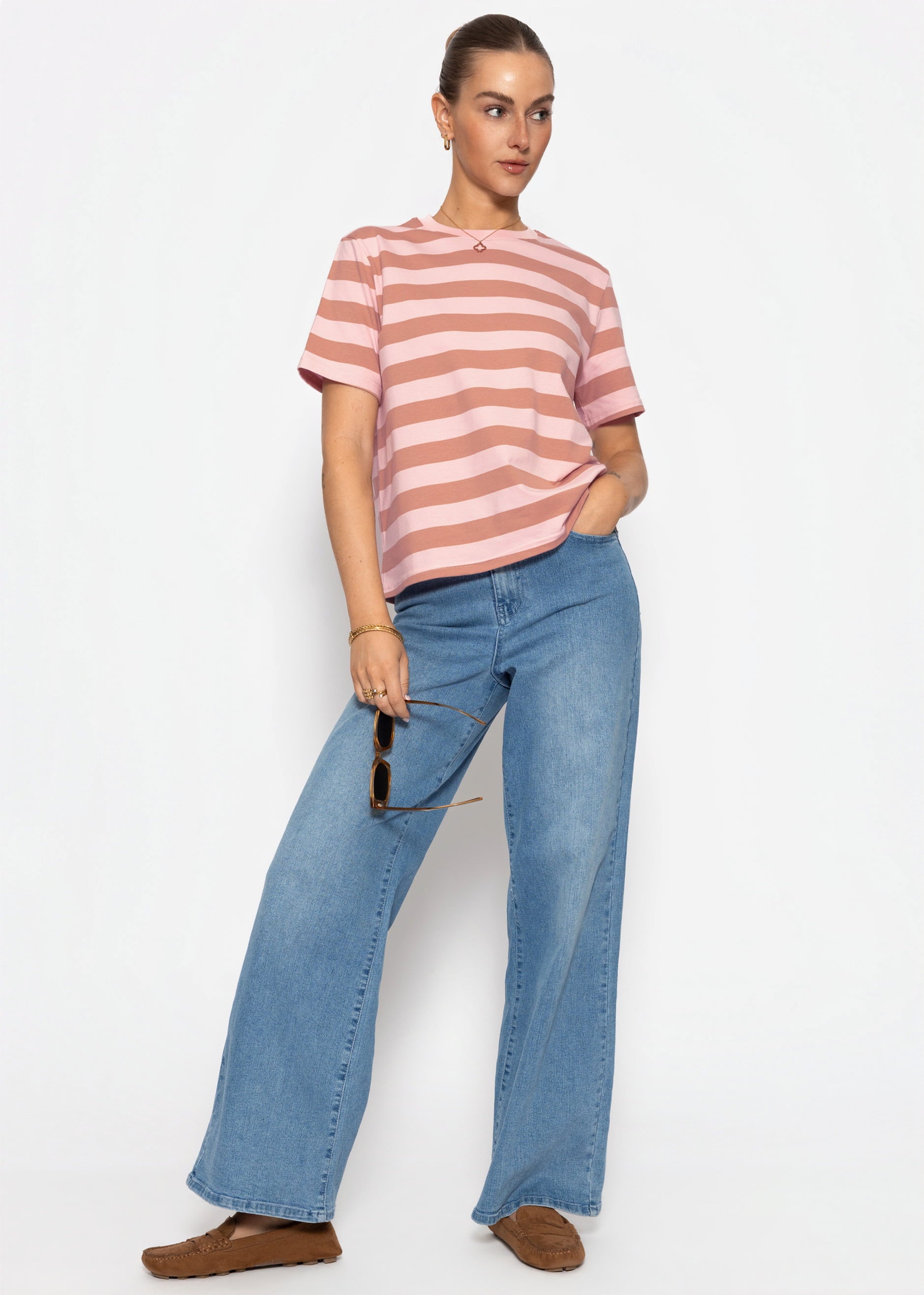 Maia | Camiseta a rayas · Rosa y marrón