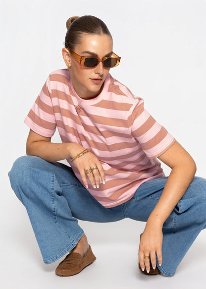 Maia | Camiseta a rayas · Rosa y marrón