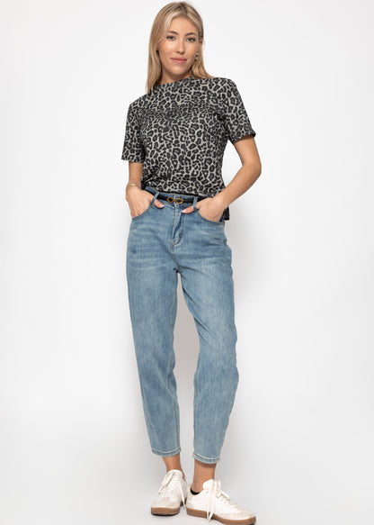 Perla | Camiseta estampado leopardo · Gris