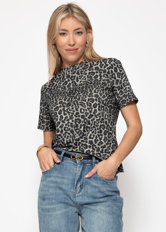 Perla | Camiseta estampado leopardo · Gris