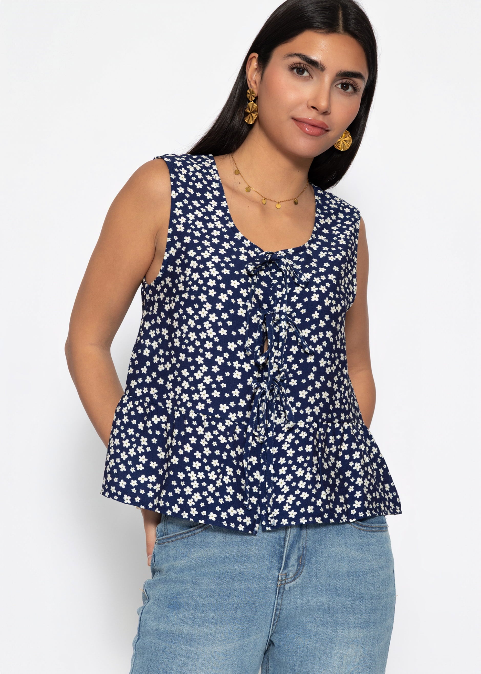 Talía | Top floral · Azul