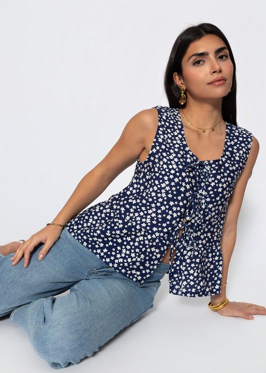 Talía | Top floral · Azul