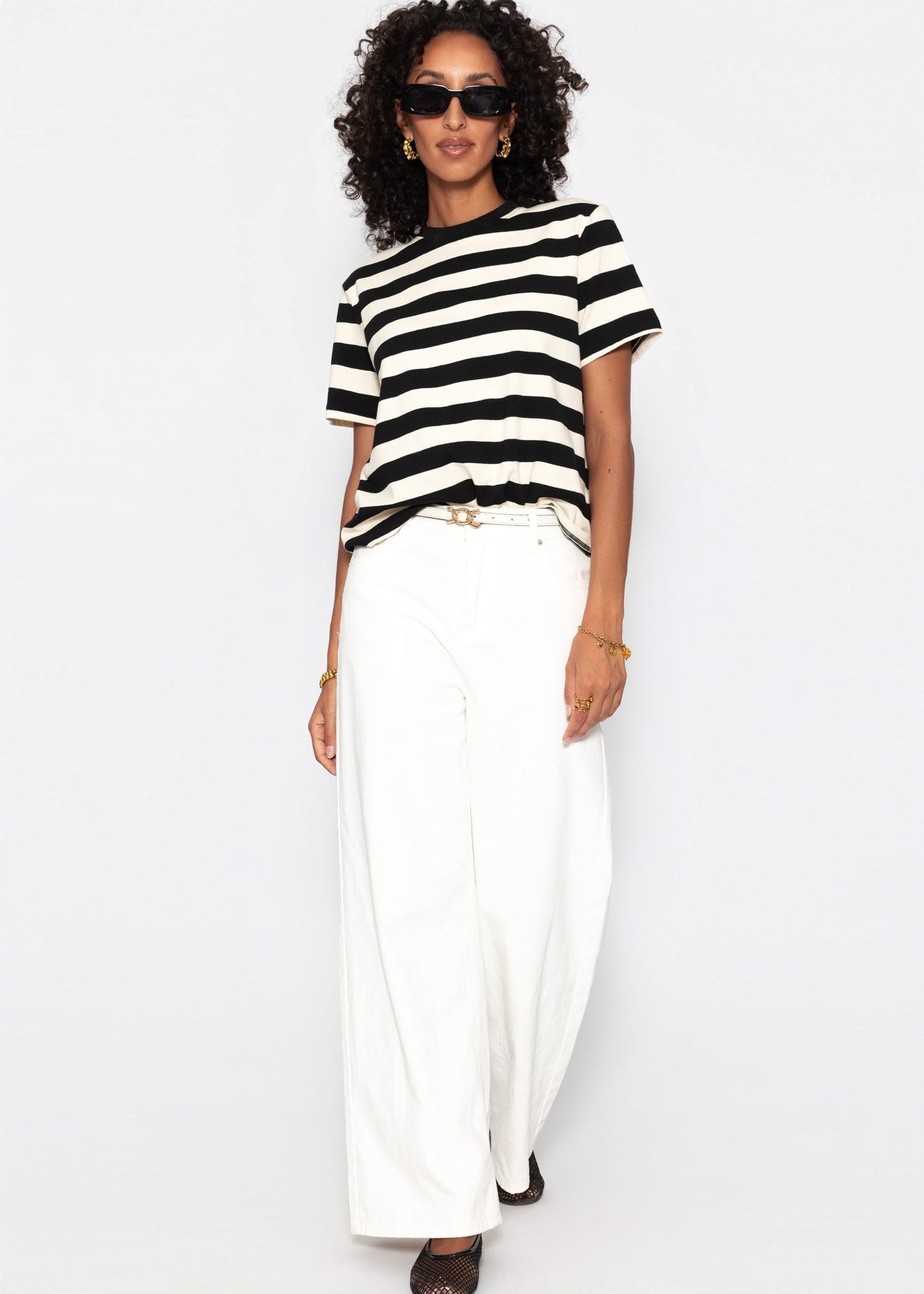 Maia | Camiseta a rayas · Negro y blanco roto