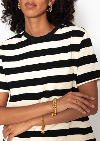 Maia | Camiseta a rayas · Negro y blanco roto
